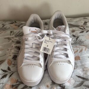 Puma White Sneakers with Rose Gold Accents